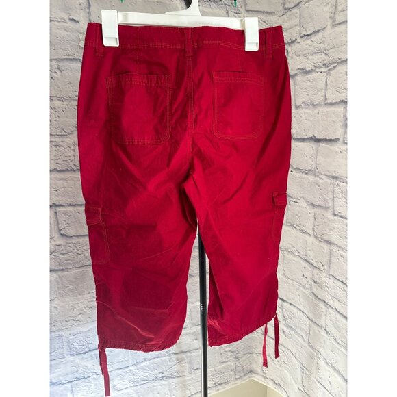 St Johns Bay Red Cargo Capri Pants With Drawstring Hem & Pockets - Picture 6 of 6